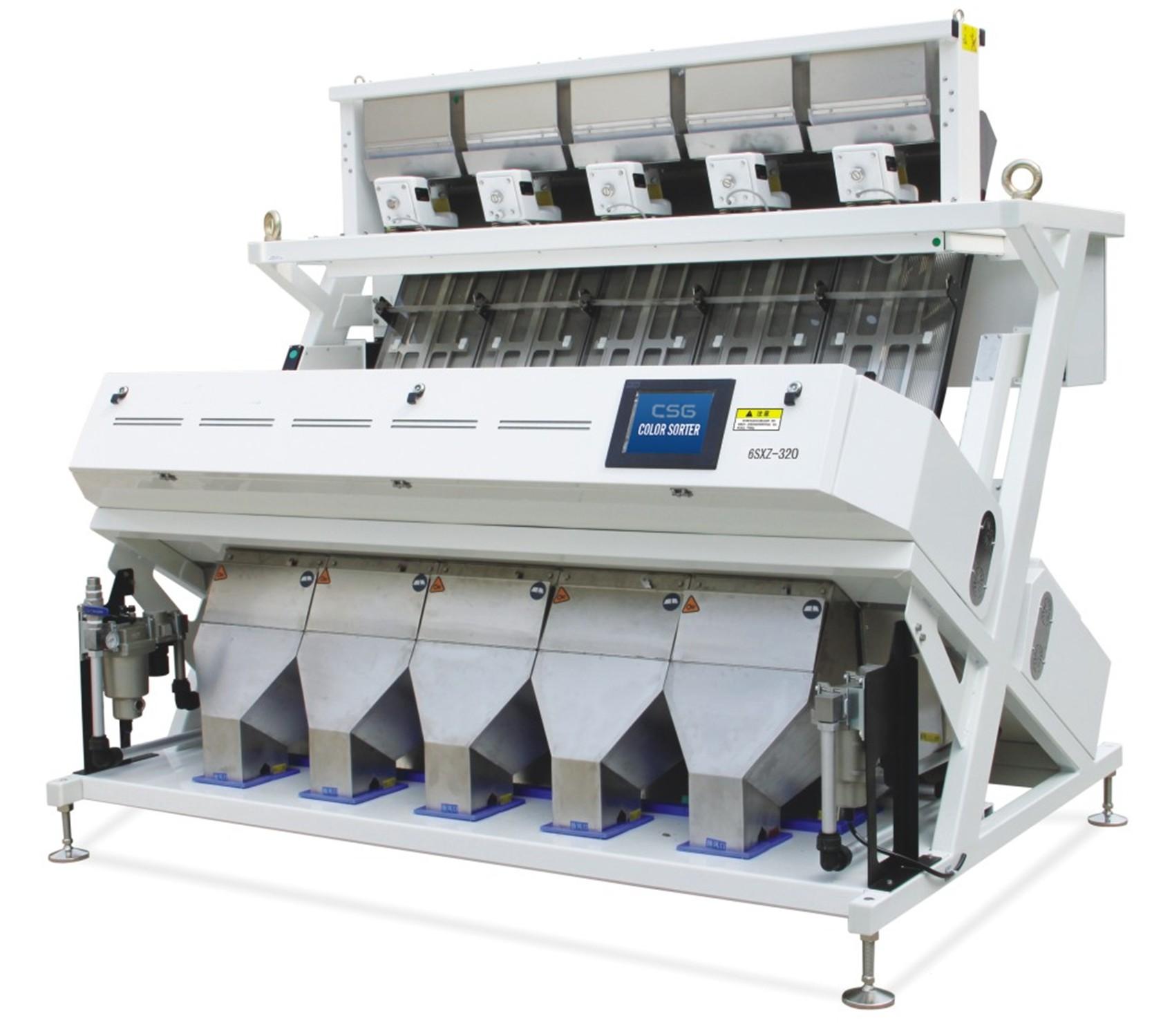 Picture shows 5 Chutes 320 Channels Color Sorting Machine.