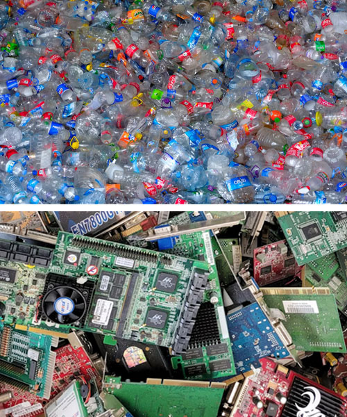 Discarded plastics and electronic waste can be feed materials for NIR sorting.