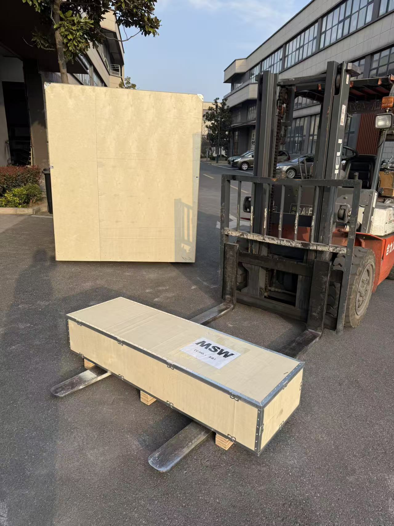 MSW export equipment packed in containers ready for shipping