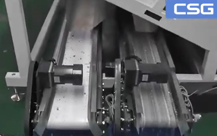 Inside the sorting machine with X-ray sensors and air jets