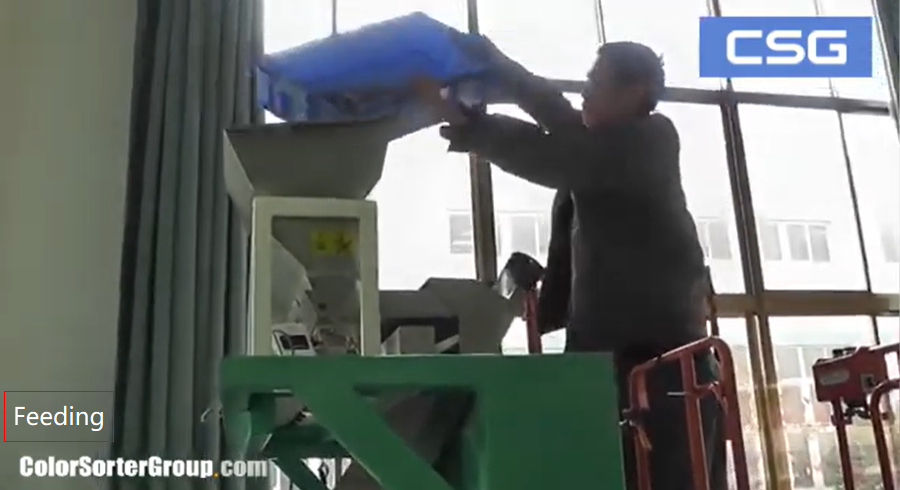 Vibratory feeder spreading plastics